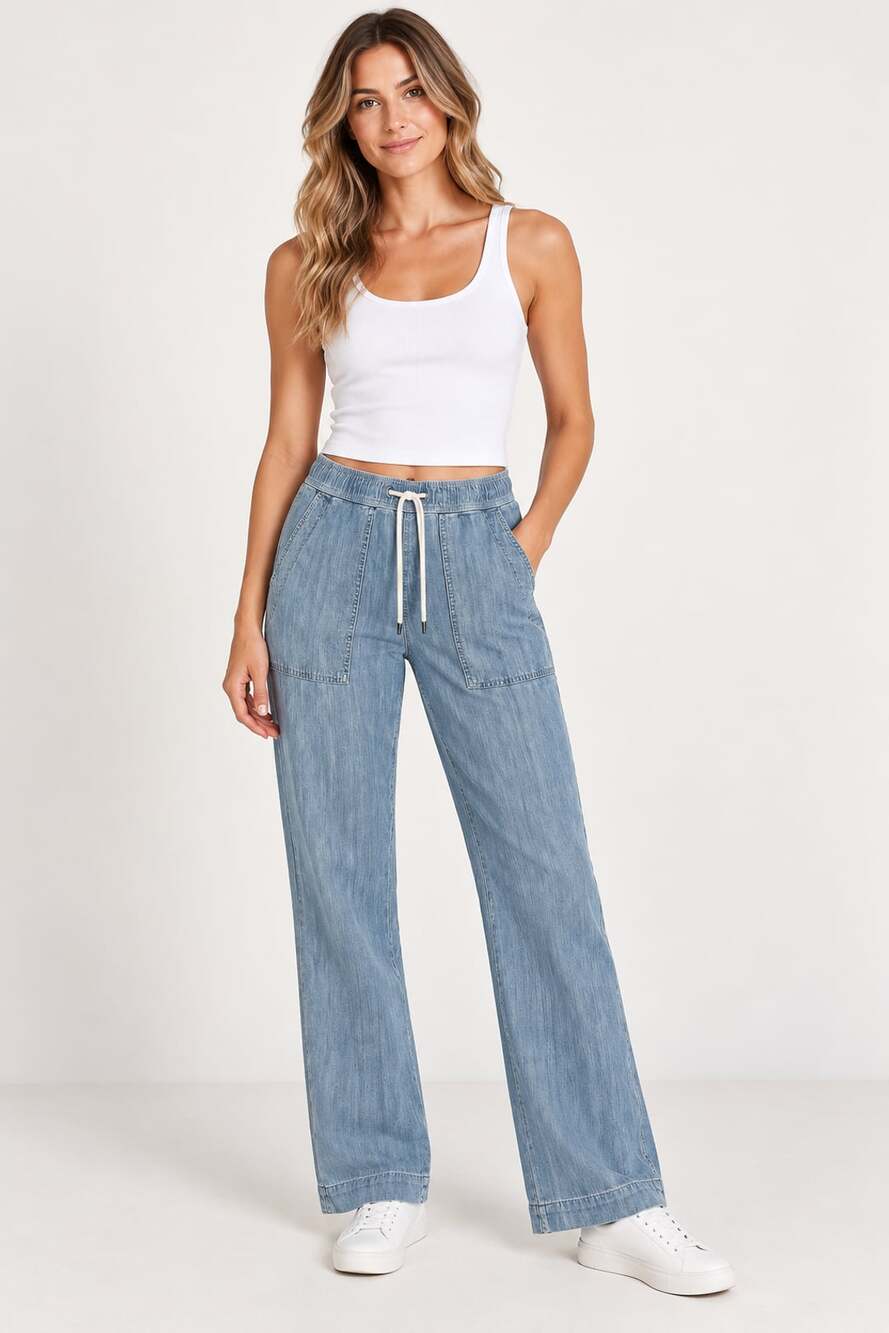 James Perse Light-wash Chambray Drawstring Pants Women’s Size 0